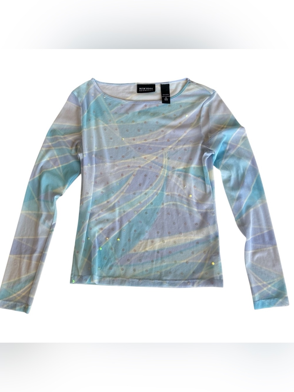 Y2K mesh sequin pastel long sleeve top Lizzie McGuire